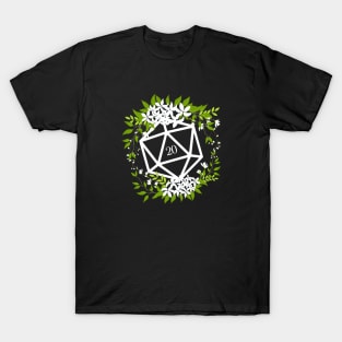 Floral D20 Dice for Plant Lovers T-Shirt